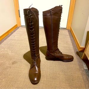 Vero Cuoio Vitello Marrone long lace-up boots size 7